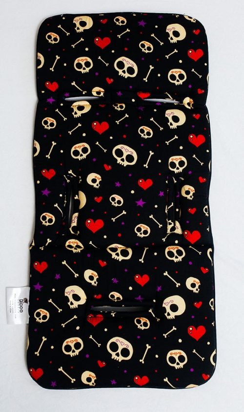 skulls & hearts baby stroller seat pad