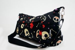 skulls & hearts diaper bag